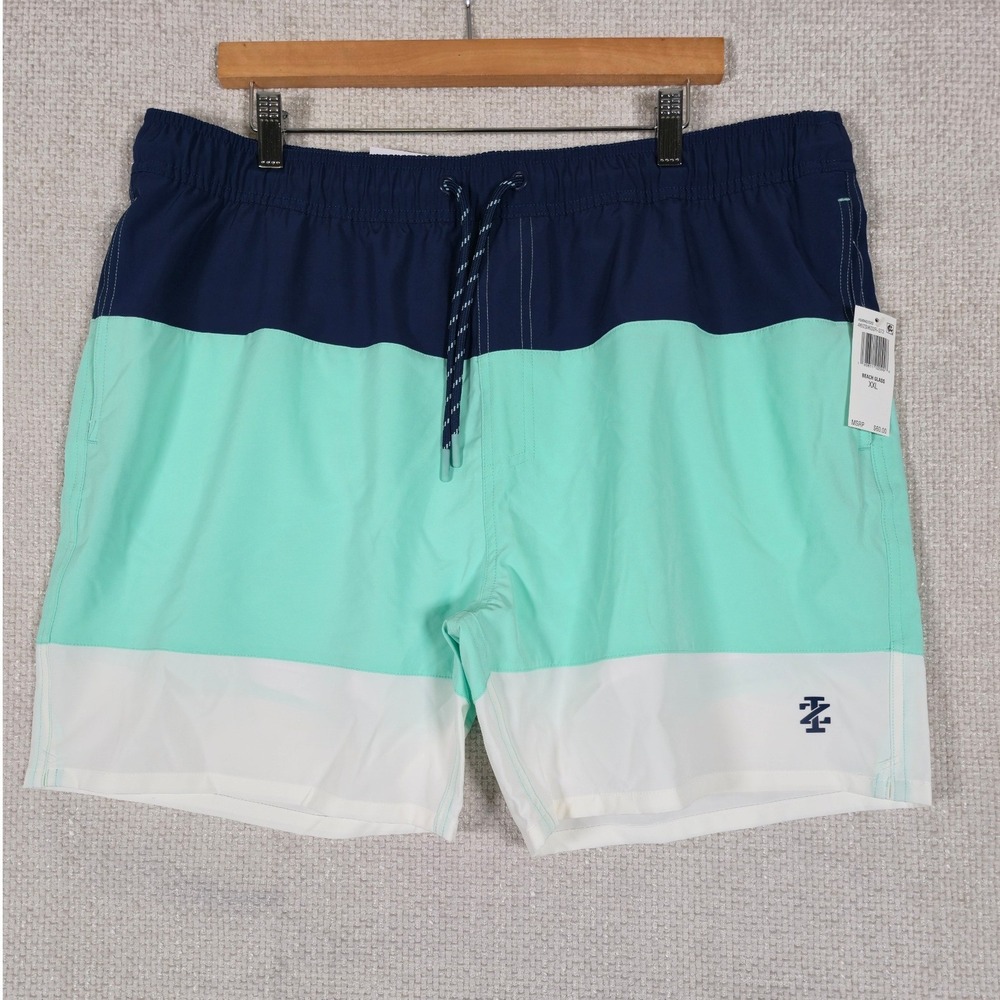IZOD Saltwater Sunshield Performance Swim Trunks Men XXL Beach Glass 6.25 Inseam